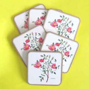 Vintage Pimpernel coaster set Alberta flower Prairie Rose Made in England